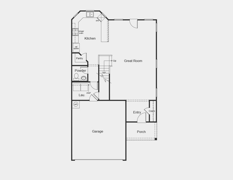 2D floor plan layout for the 2071 Modeled by KB Home in Sunset Oaks, Maxwell, TX (Image 3).