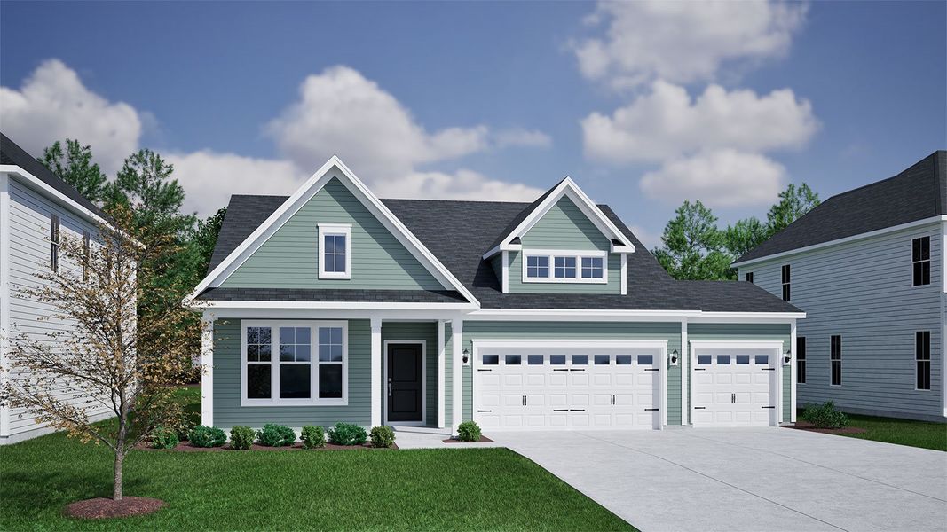 Representative exterior photo of a completed home built from the Cary - Vanguard Collection by Mungo Homes in Cottages at Lake Emory, Inman, SC (Image 9).