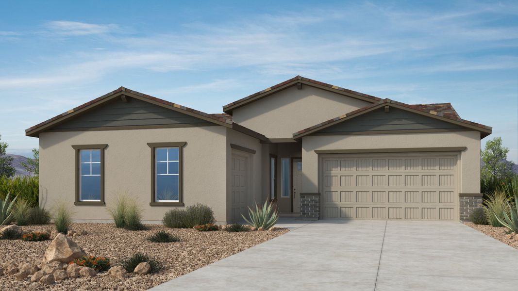 Front exterior of a home in the Verdin Passage Collection community, located in Phoenix, AZ (Image 9).