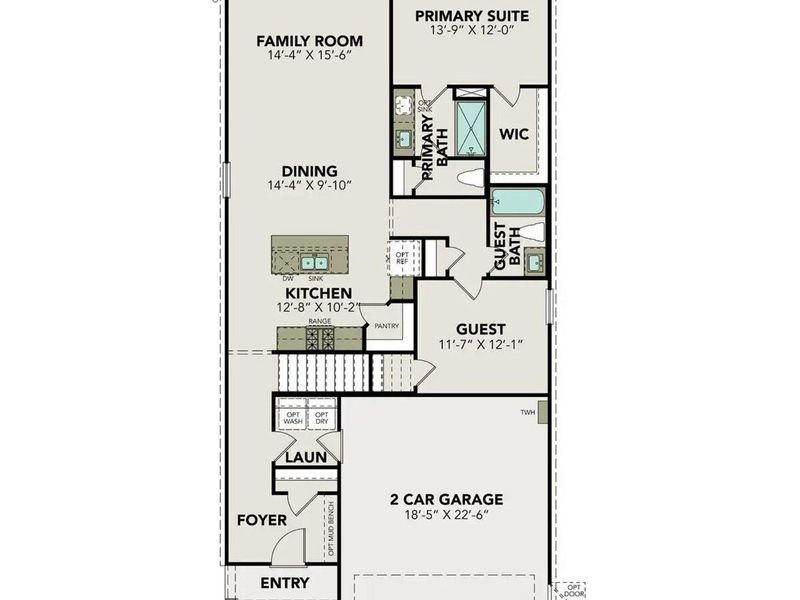 2D floor plan layout of this home in The Villages at WestPointe, Dayton, TX (Image 5).