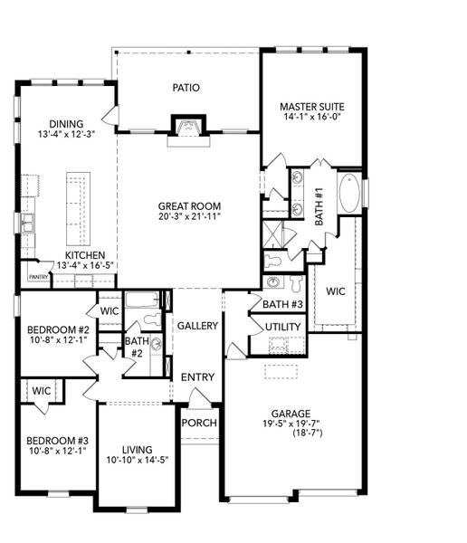 2D floor plan layout for the Westwood by Sandlin Homes in Lakesong, Midlothian, TX (Image 5).