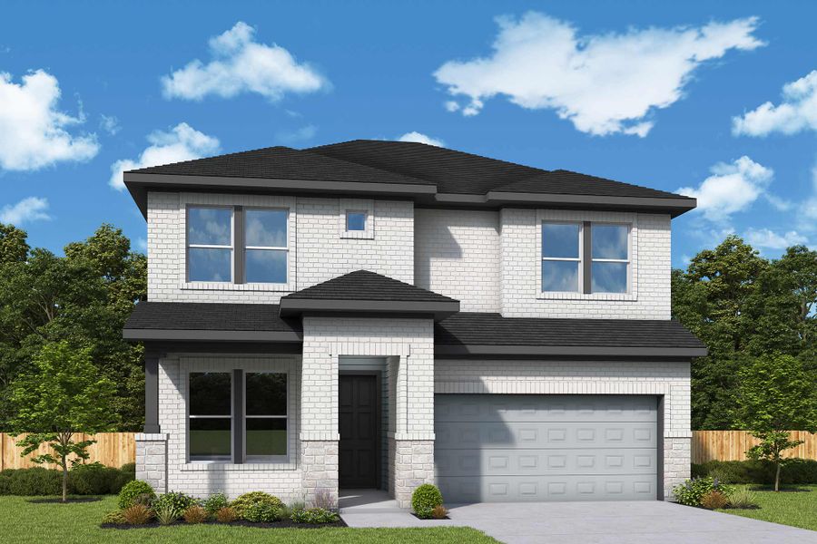 Representative exterior photo of a completed home built from the The Plano by David Weekley Homes in Grange - Reserve Collection, Katy, TX (Image 20).