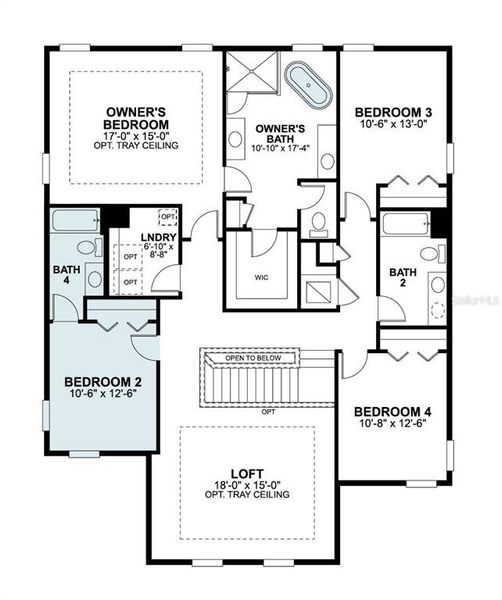 2D floor plan layout of this home in Center Lake on the Park, St. Cloud, FL (Image 3).