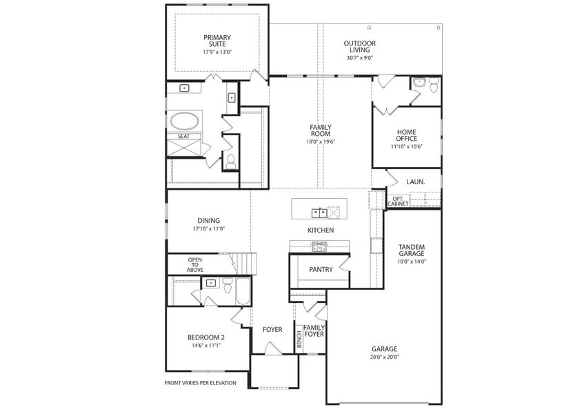 2D floor plan layout for the Tegan by Drees Custom Homes in Wildrye, Waller, TX (Image 4).