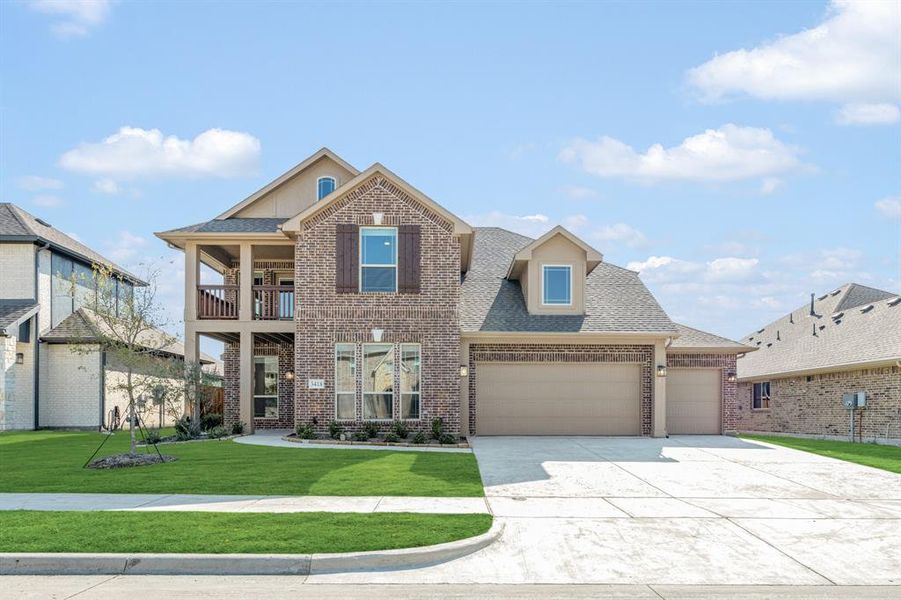 Front exterior of a new home in Liberty, Melissa, TX, highlighting curb appeal (Image 2).