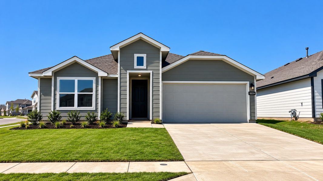 Front exterior of a new home in Townes Landing, Fort Worth, TX, highlighting curb appeal (Image 1). Front exterior of a new home in Townes Landing, Fort Worth, TX, highlighting curb appeal (Image 1).