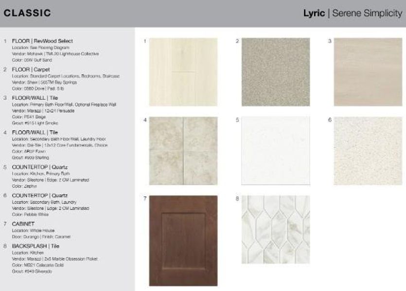 1515 Victory Terrace design selections. Home is under construction, selections subject to change.