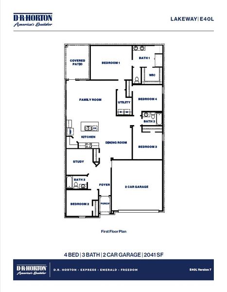 2D floor plan layout of this home in Cypress Green, Hockley, TX (Image 2).