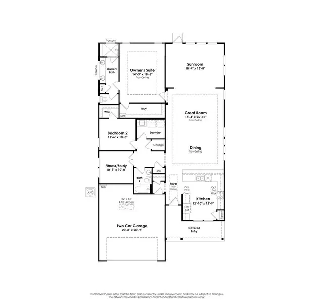 2D floor plan layout of this home in Cresswind Wesley Chapel, Monroe, NC (Image 3).