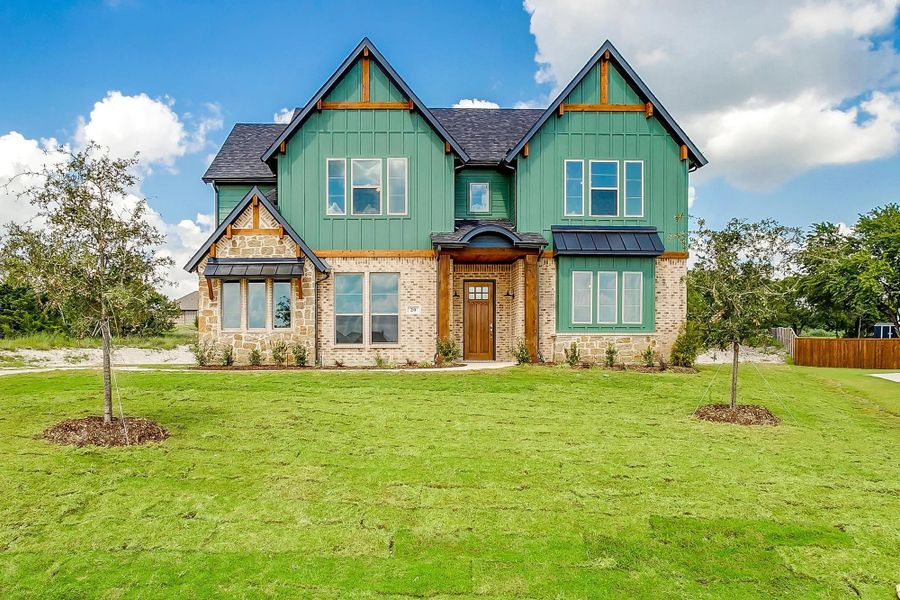 Representative exterior photo of a completed home built from the The Landry by Elmwood Custom Homes in Matthews Farm, Venus, TX (Image 3). Representative exterior photo of a completed home built from the The Landry by Elmwood Custom Homes in Matthews Farm, Venus, TX (Image 3).