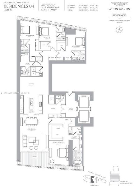 2D floor plan layout of this home in Aston Martin Residences, Miami, FL (Image 5).