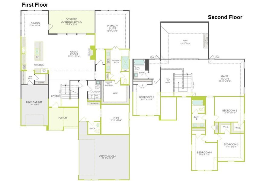 2D floor plan layout of this home in Inspiration Collection at View at the Reserve, Mansfield, TX (Image 3).
