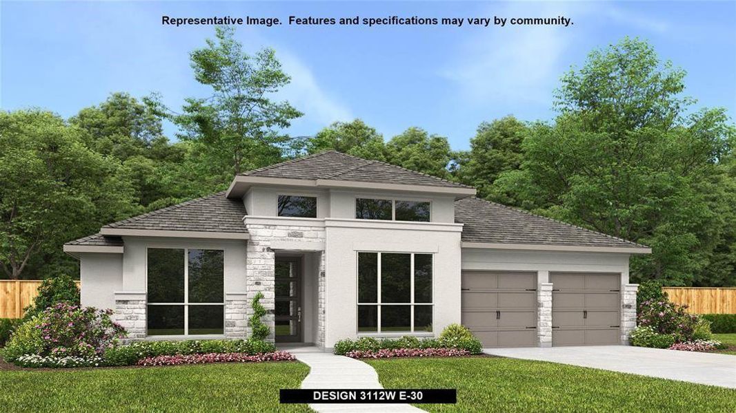 Front exterior of a new home in Valencia 60', Manvel, TX, highlighting curb appeal (Image 11). Front exterior of a new home in Valencia 60', Manvel, TX, highlighting curb appeal (Image 11).