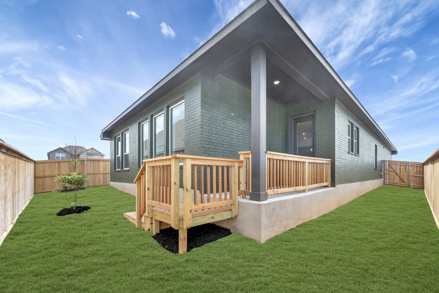 Exterior details and patio area of a home in Mayfair - Select Classic Series, New Braunfels (Image 3).