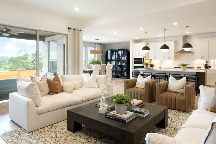 Furnished interior view inside a new home in Bluffview Reserve, Leander (Image 7). Furnished interior view inside a new home in Bluffview Reserve, Leander (Image 7).
