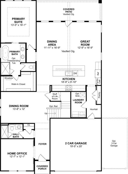 2D floor plan layout for the Santa Fe by K. Hovnanian® Homes in Gateway Parks, Forney, TX (Image 3).