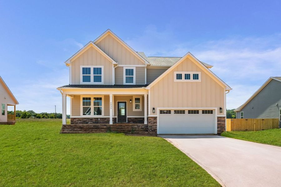 Representative exterior photo of a completed home built from the New Hope by Cimarron Homes in Fieldcrest, Mebane, NC (Image 4). Representative exterior photo of a completed home built from the New Hope by Cimarron Homes in Fieldcrest, Mebane, NC (Image 4).