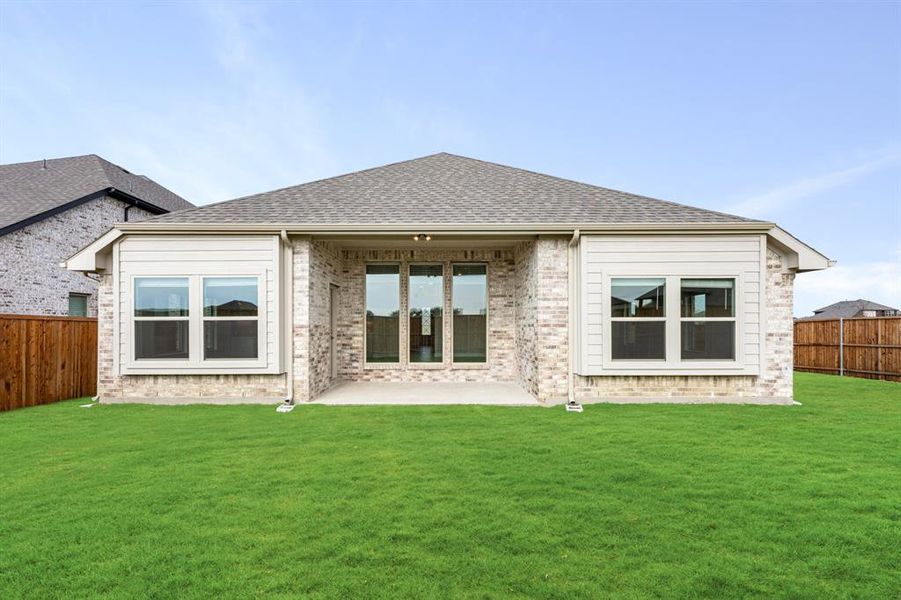 Exterior details and patio area of a home in ArrowBrooke Classic 50, Aubrey (Image 23).