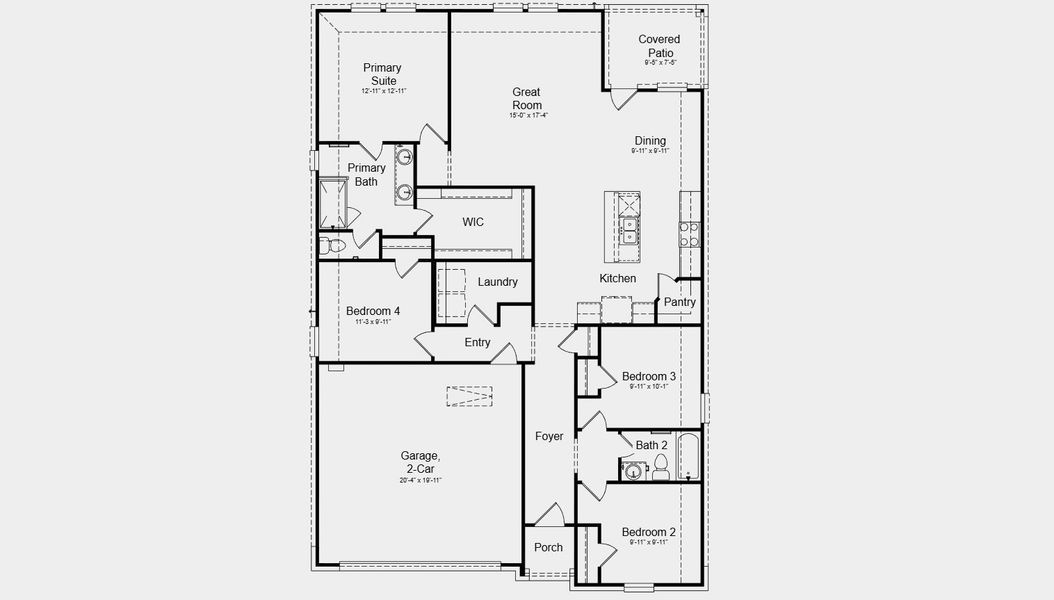 2D floor plan layout for the Hutto by Taylor Morrison in Parks at Foster Crossing, Anna, TX (Image 4).