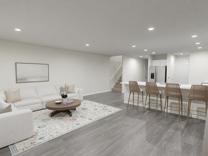 Enjoy a bright and open living area - Azalea townhome by Highland Homes (Artist`s rendering)