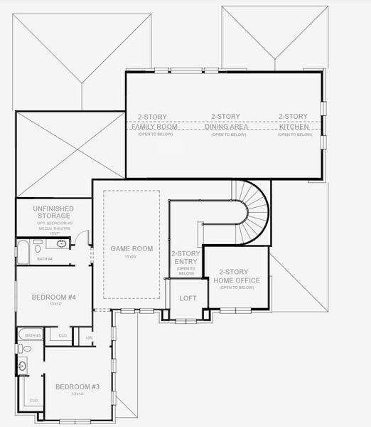 2D floor plan layout for the 4137W by Perry Homes in Sonoma Verde 70', Rockwall, TX (Image 4).