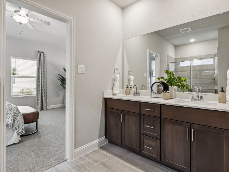 Your master bathroom retreat with double vanities