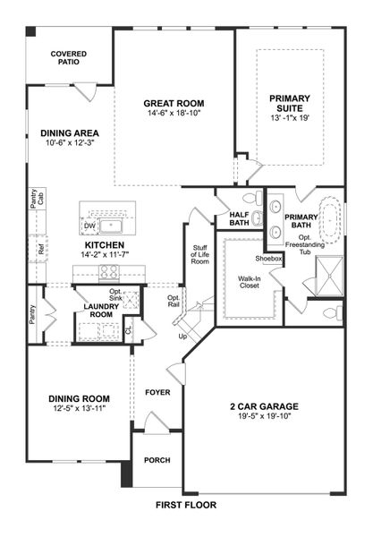 2D floor plan layout for the Omaha by K. Hovnanian® Homes in Creekshaw, Royse City, TX (Image 3). 2D floor plan layout for the Omaha by K. Hovnanian® Homes in Creekshaw, Royse City, TX (Image 3).