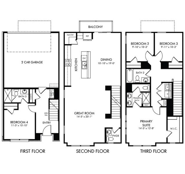 2D floor plan layout of this home in Meadows at Wilson Farms - The Heights Series, Fort Mill, SC (Image 1). 2D floor plan layout of this home in Meadows at Wilson Farms - The Heights Series, Fort Mill, SC (Image 1).