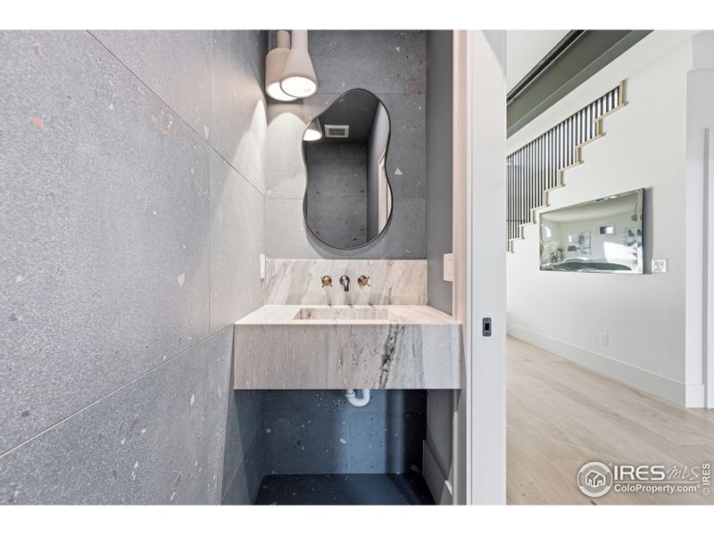 Powder Bath w/ Custom Granite Sink and Lighting