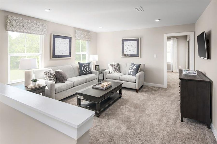 Representative furnished interior of a home built from the Seneca by Ryan Homes in Enclave at Bells Lake, Apex (Image 7).