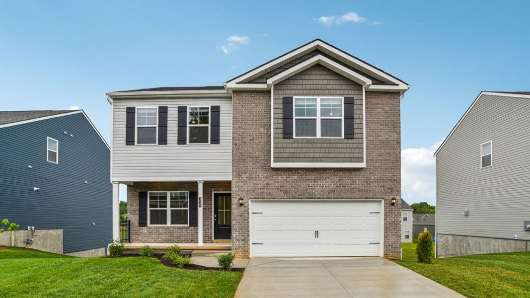 Front exterior of a new home in Archer's Pointe, Johnson City, TN, highlighting curb appeal (Image 1).