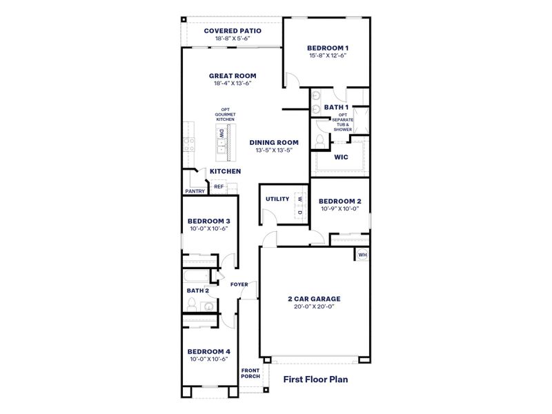 2D floor plan layout of this home in Del Rio Ranch, Avondale, AZ (Image 3).