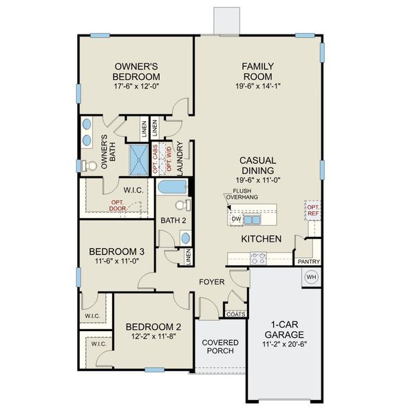 2D floor plan layout for the Embark - Single Family Homes by Dream Finders Homes in Sierra Village at Overhills, Spring Lake, NC (Image 3).
