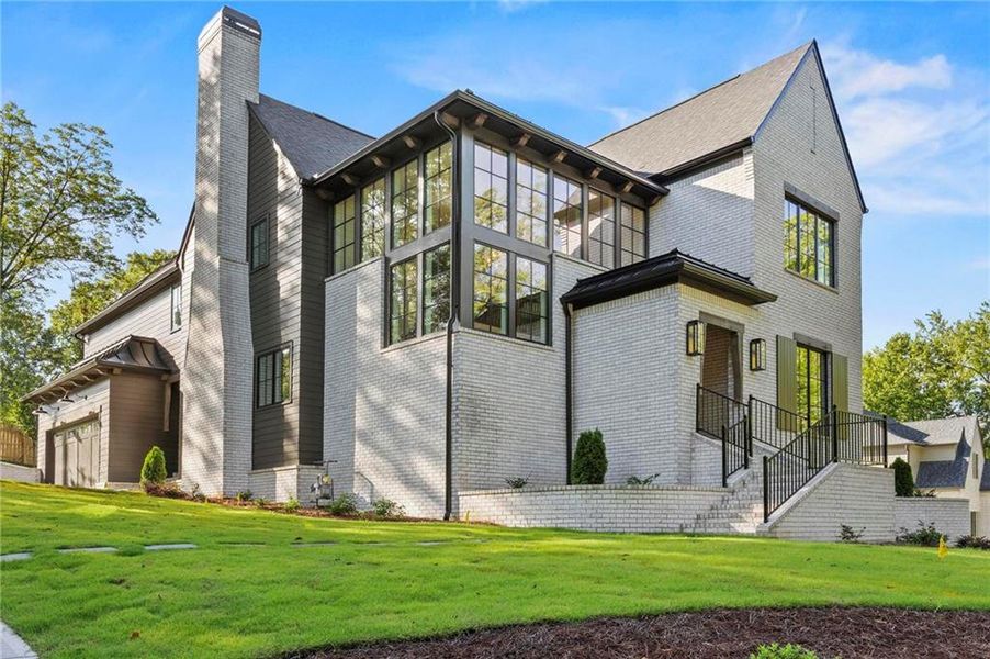 Front exterior of a new home in , Roswell, GA, highlighting curb appeal (Image 2). Front exterior of a new home in , Roswell, GA, highlighting curb appeal (Image 2).
