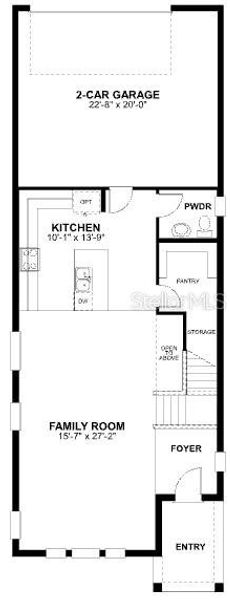 2D floor plan layout of this home in Center Lake on the Park, St. Cloud, FL (Image 3).