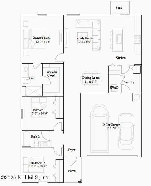 2D floor plan layout of this home in Holstein Crossing, Green Cove Springs, FL (Image 2).