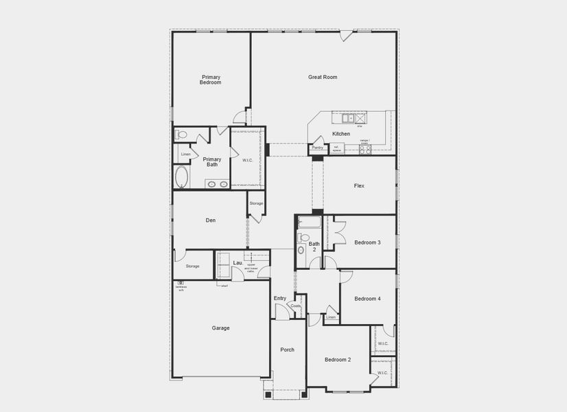 2D floor plan layout for the Plan 2939 by KB Home in Sierra Vista at Kelly Ranch, Aledo, TX (Image 3).
