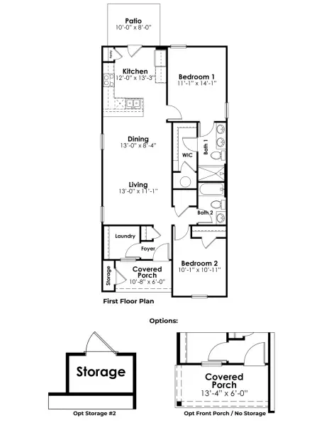 2D floor plan layout for the Delaney by D.R. Horton in Southshore Bay, Sunset Beach, NC (Image 3).