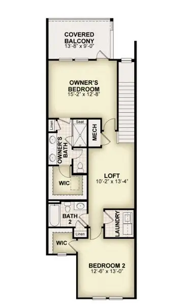2D floor plan layout of this home in Harvest at Ovation - Townhomes, Winter Garden, FL (Image 5).