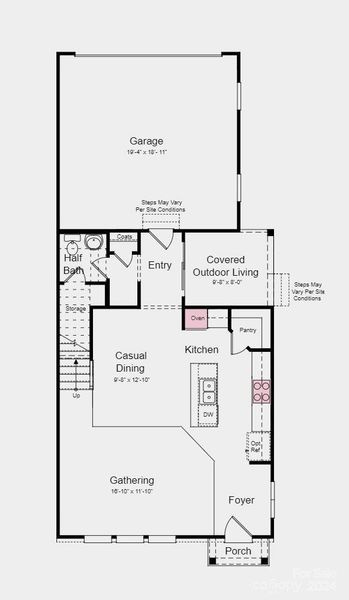 First Floor Plan - Structural options added include: gourmet kitchen, study, ledge in primary shower