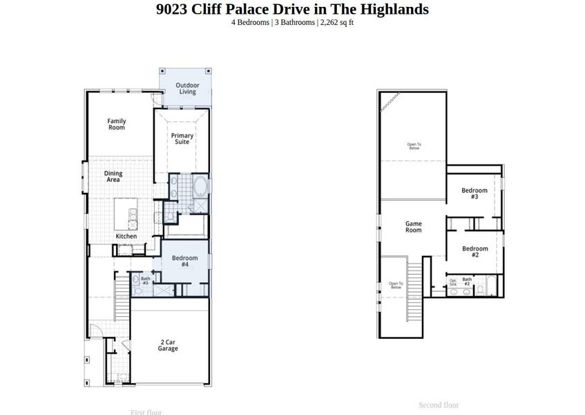 2D floor plan layout of this home in The Highlands, Porter, TX (Image 3).