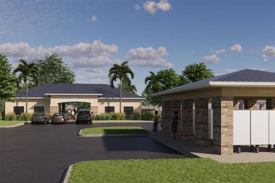 Front exterior of a new home in Pine Meadows Reserve, Eustis, FL, highlighting curb appeal (Image 2).