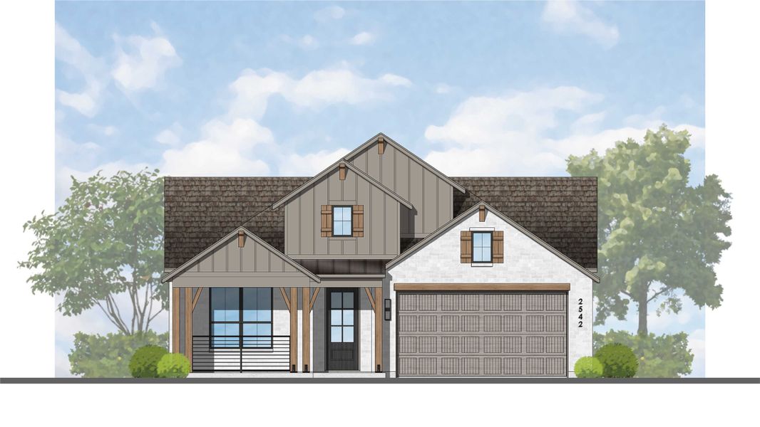 Representative rendering of the exterior for the VanGogh Plan by Highland Homes (Image 30).