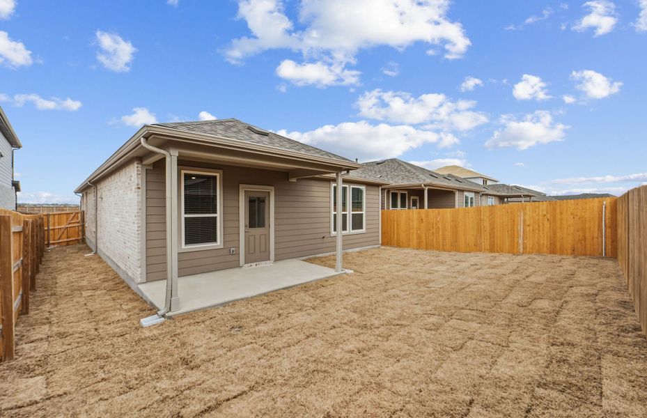 Exterior details and patio area of a home in Crosswinds, Kyle (Image 4).