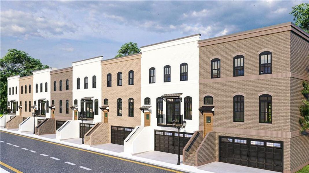 Front exterior of a new home in Skyview On Broad, Sugar Hill, GA, highlighting curb appeal (Image 25).