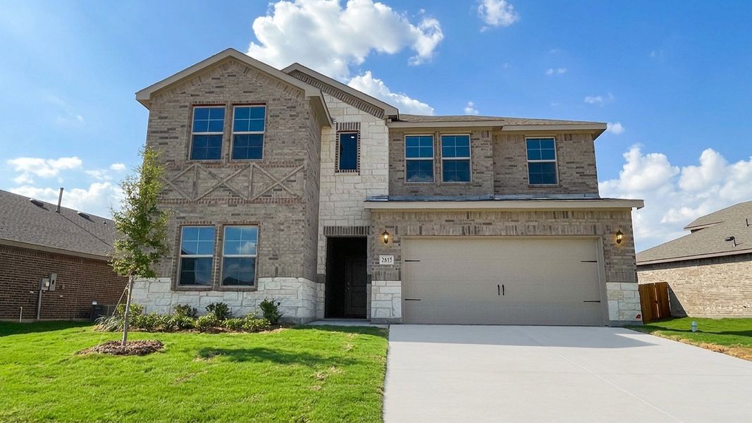 Front exterior of a new home in Liberty Crossing, Royse City, TX, highlighting curb appeal (Image 1). Front exterior of a new home in Liberty Crossing, Royse City, TX, highlighting curb appeal (Image 1).