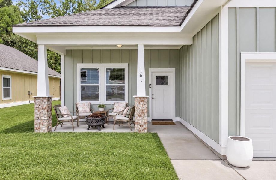 Exterior details and patio area of a home in , Huger (Image 26).