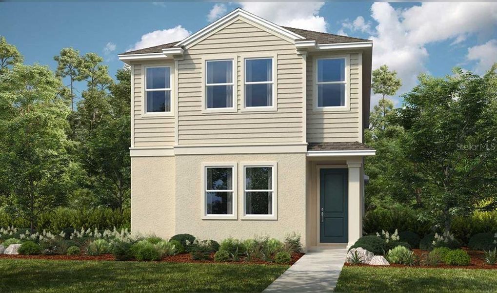 Front exterior of a new home in Center Lake Ranch Community Group Page, St. Cloud, FL, highlighting curb appeal (Image 1). Front exterior of a new home in Center Lake Ranch Community Group Page, St. Cloud, FL, highlighting curb appeal (Image 1).