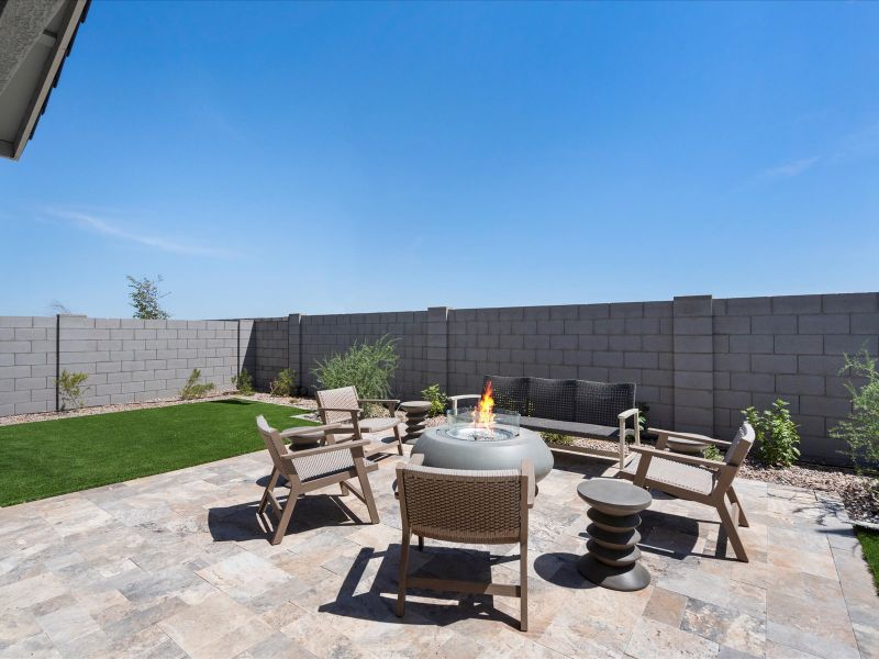 Exterior details and patio area of a home in Rancho Mirage Signature Series, Maricopa (Image 21).