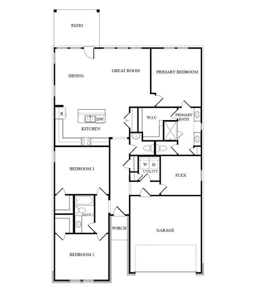 2D floor plan layout of this home in The Canopies, Splendora, TX (Image 4).